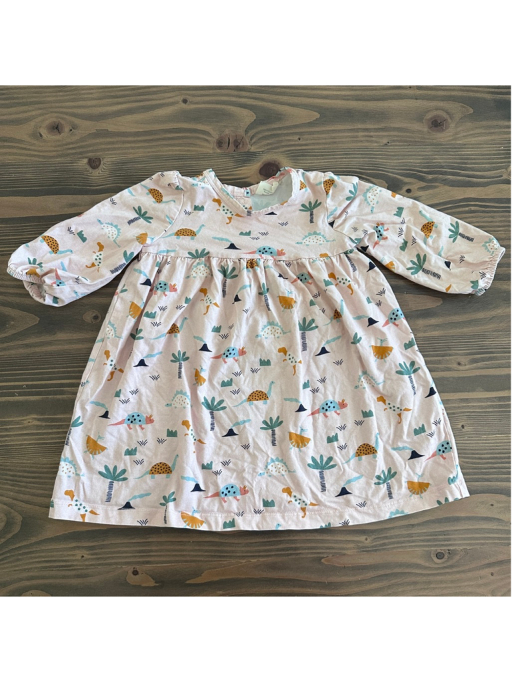 Viverano Baby Dress 18-24M Organic Cotton Pink Dino Print